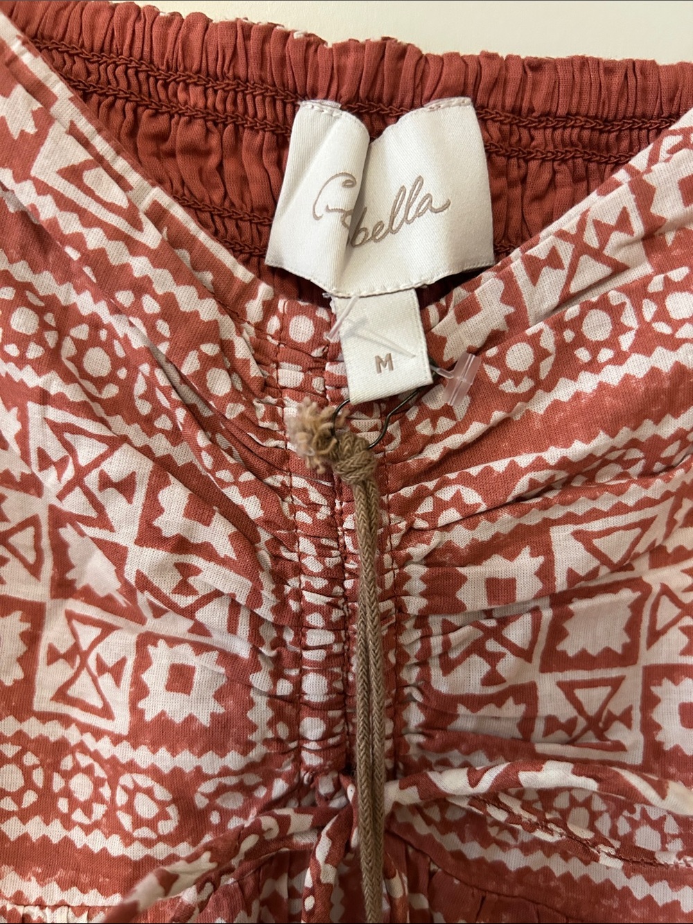 LAST CHANCE Cleobella Joely Rust and White Midi Boho Dress with Puff Sleeves - Picture 2 of 15